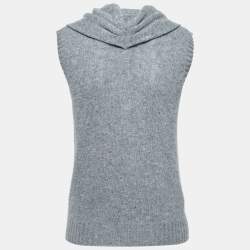 Prada Grey Wool & Cashmere Tie Detail Sleeveless Sweater S