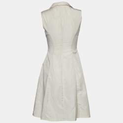Pre Owned Prada Cream Synthetic Zip Front Sleeveless Mini Dress S