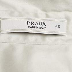 Prada Beige Cotton Gathered Hem Mini Shirt Dress L