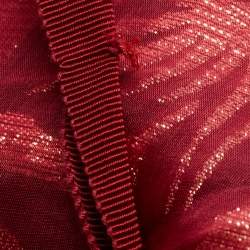 Prada Red Floral Jacquard Bow-Detail Midi Dress M   