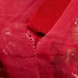 Prada Red Floral Jacquard Bow-Detail Midi Dress M   