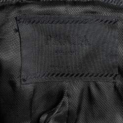 Prada Vintage Dark Grey Striped Wool Double Breasted Peacoat L