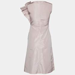 Prada Pink Silk Taffeta Bow Detail Knee-Length Dress S