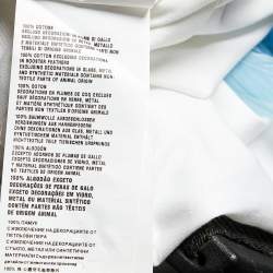 Pre Owned Prada White Cotton Knit Feather Trim T-Shirt M