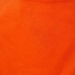 Prada Orange Cotton Ruffled Hem Midi Skirt S