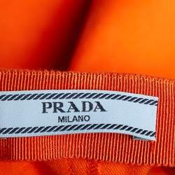 Prada Orange Cotton Ruffled Hem Midi Skirt S