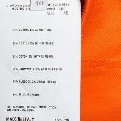 Prada Orange Cotton Ruffled Hem Midi Skirt S