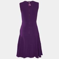 Pre Owned Prada Purple Crepe Paneled Sleeveless Midi Dress S