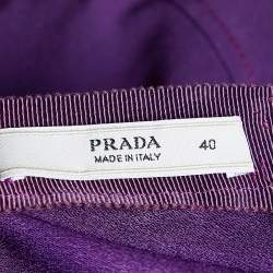 Pre Owned Prada Purple Crepe Paneled Sleeveless Midi Dress S