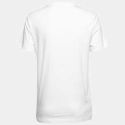 Prada White Cotton Logo Embroidered Crewneck T-Shirt S