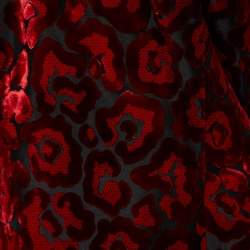 Prada Red & Black Floral Velvet Devore Cocktail Dress L