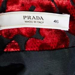 Prada Red & Black Floral Velvet Devore Cocktail Dress L
