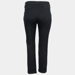 Pre Owned Prada Black Cotton Straight Leg Trousers M