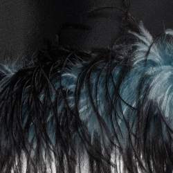 Prada Black Wool & Silk Ostrich Feather Trim Sleeveless Top S
