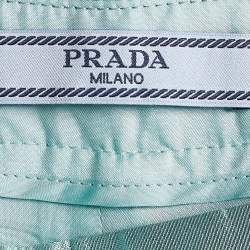 Pre Owned Prada Aqua Green Wool Silk Straight Fit Trousers S