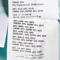 Pre Owned Prada Aqua Green Wool Silk Straight Fit Trousers S