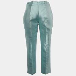 Pre Owned Prada Aqua Green Wool Silk Straight Fit Trousers S