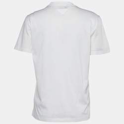 Pre Owned Prada White Jersey Sequined Crew Neck T-Shirt XS