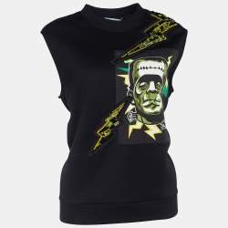 Prada Black Knit Frankenstein Print Vest Top XS