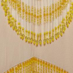 Prada Pale Pink Crepe Bead Tasseled Sleeveless Blouse S