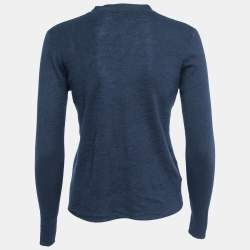 Prada Navy Blue Cashmere & Silk Knit Button Front Cardigan S