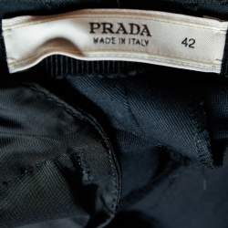 Pre Owned Prada Navy Blue Cotton Frayed Waist Detail Pants M