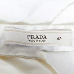Prada White Cotton Draped Sleeveless Top M