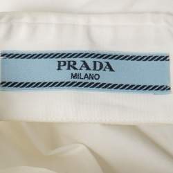 Pre Owned Prada White Cotton Poplin Off-Shoulder Shirt XS
