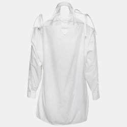Pre Owned Prada White Cotton Poplin Off-Shoulder Shirt XS