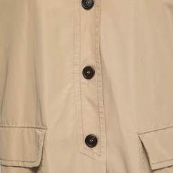 مملوكة مسبقًا Prada Tan Brown Cotton Hooded Cape Coat M