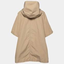 مملوكة مسبقًا Prada Tan Brown Cotton Hooded Cape Coat M