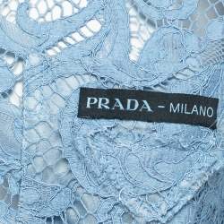 Prada Light Blue Floral Lace Shirt Midi Dress S