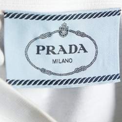 Pre Owned Prada Black Chiffon & Jersey Contrast Detail Midi Dress L