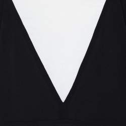 Pre Owned Prada Black Chiffon & Jersey Contrast Detail Midi Dress L