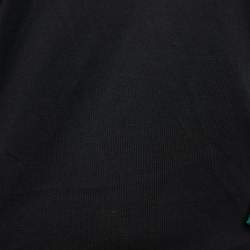 Prada Black Cotton Knit Floral Applique T-Shirt S