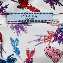 Pre Owned Prada White Rocket Rabbit Print Silk Shirt S