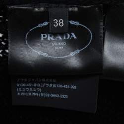 Prada Black Wool Openwork Turtleneck Sweater S