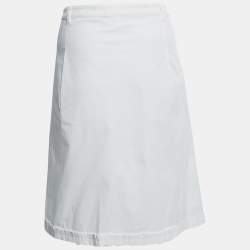 Pre Owned Prada White Cotton Front Slit Detail Skirt L