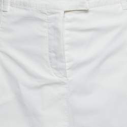 Pre Owned Prada White Cotton Front Slit Detail Skirt L