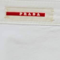 Pre Owned Prada White Cotton Front Slit Detail Skirt L