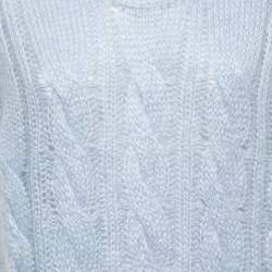 Pre Owned Prada Light Blue Cable Knit High Neck Sweater Vest M