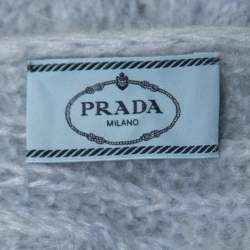Pre Owned Prada Light Blue Cable Knit High Neck Sweater Vest M