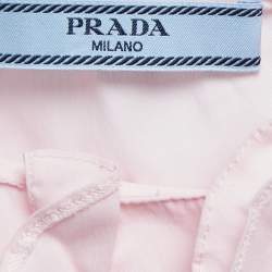 Prada Light Pink Stretch Cotton Ruffled Top S