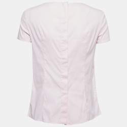 Prada Light Pink Stretch Cotton Ruffled Top S