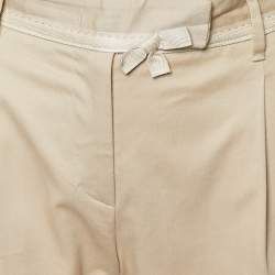 Pre Owned Prada Beige Cotton Tapered Leg Trousers M