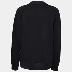 Prada Black Logo Embroidered Cotton Knit Sweatshirt XS