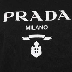 Prada Black Logo Embroidered Cotton Knit Sweatshirt XS