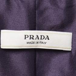 Prada Dark Purple Embossed Taffeta Belted Coat M