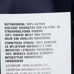 Pre Owned Prada Blue Denim Detachable Feather-Trim Collar Cropped Jacket S