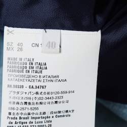 Pre Owned Prada Blue Denim Detachable Feather-Trim Collar Cropped Jacket S